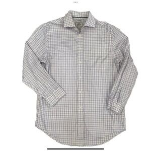 Jos A. Bank 16-33 Non Iron Stretch Tailored Fit Shirt Purple Blue White Check